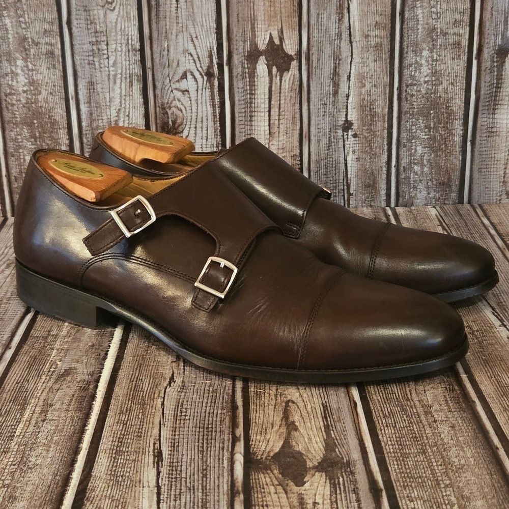 Sz 45 / 12 US Mens Suitsupply Double Monk Strap Brown Leather Cap Toe Shoes